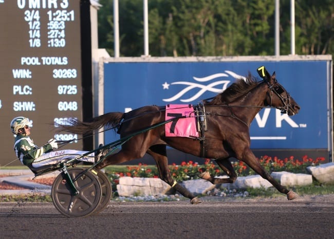 Hannelore Hanover won the fastest of the two Armbro Flight divisions when Yannick Gingras piloted her to a 1:52.2 victory | New Image Media