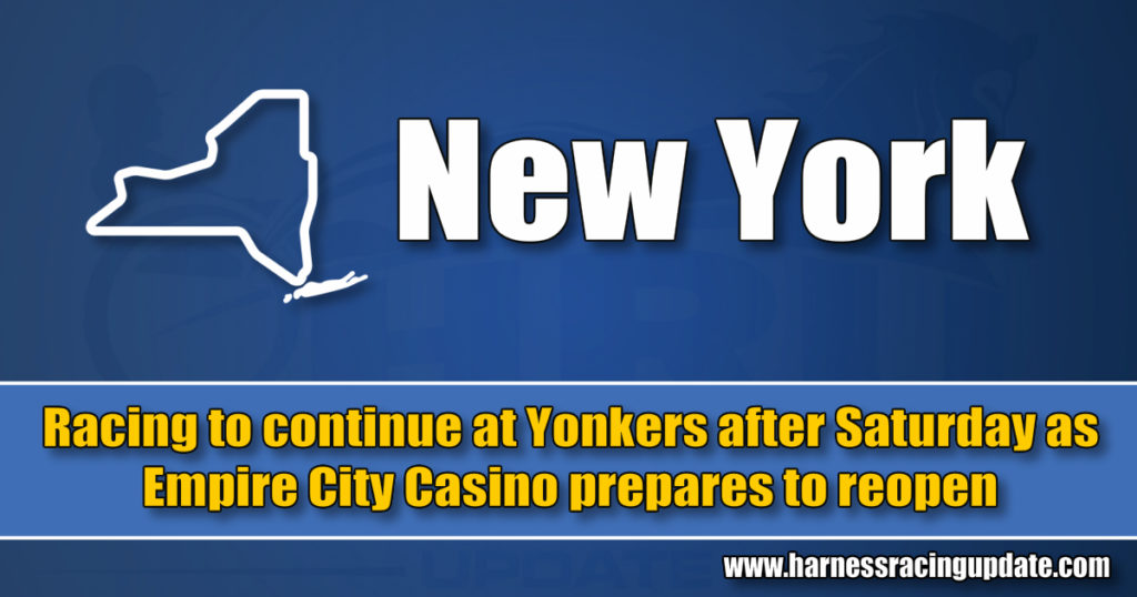 Racing to continue at Yonkers after Saturday as Empire City Casino prepares to reopen