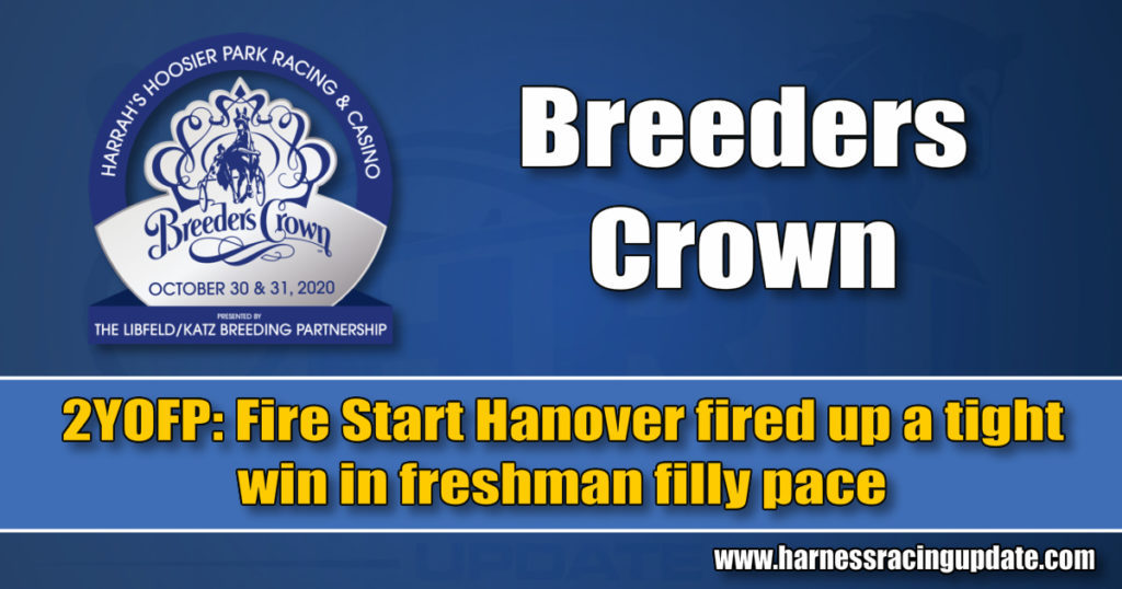 Fire Start Hanover fired up a tight win in freshman filly pace